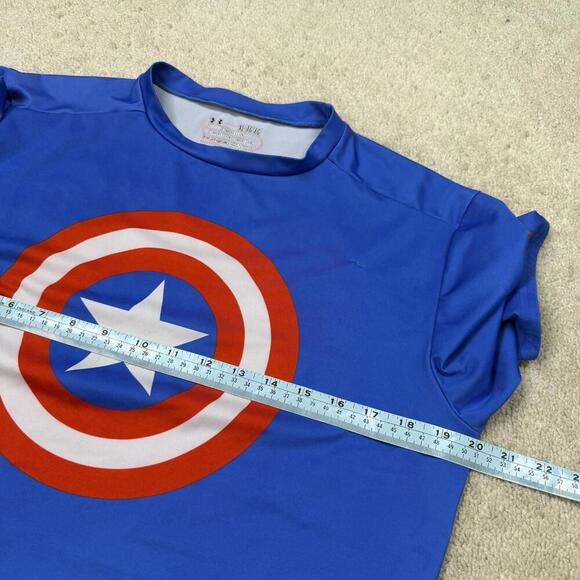 Under Armour HeatGear Captain America Compression Shirt XL Blue Marvel Superhero - Picture 8 of 8